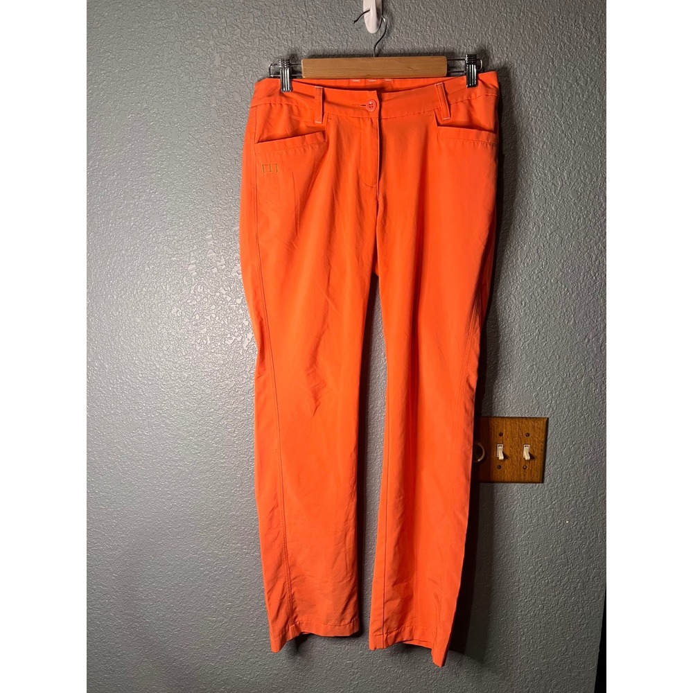 Adidas Golf Pants Womens Medium Orange Straight Leg Logo B87151 AE7005